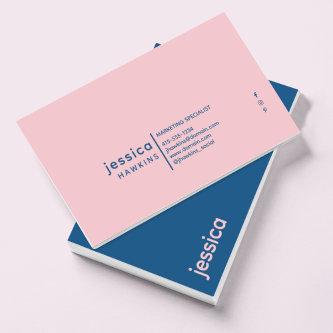 Cool Trendy Modern Royal Blue & Pale Pink