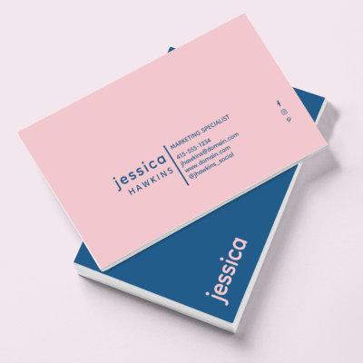 Cool Trendy Modern Royal Blue & Pale Pink