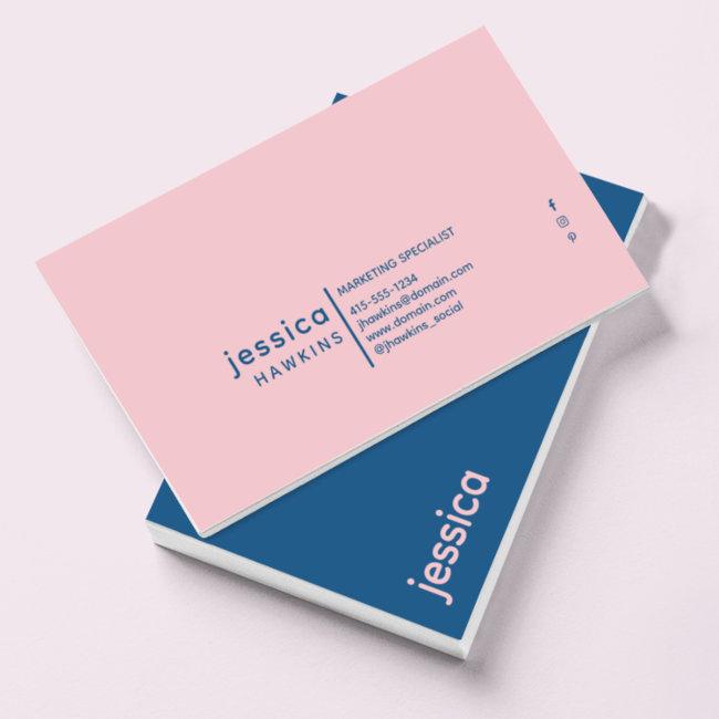Cool Trendy Modern Royal Blue & Pale Pink