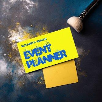 Cool Yellow and Blue Grunge Typography Business Ca