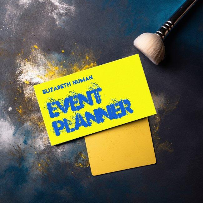 Cool Yellow and Blue Grunge Typography Business Ca