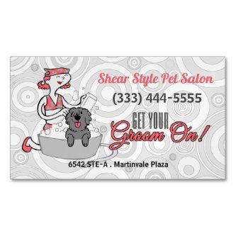 Coordinating Pink Get Your Groom On Pet Gooming  Magnet