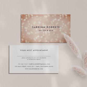 Copper Rose Gold Bokeh Appointment Card