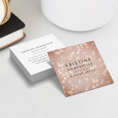 Copper Rose Gold Bokeh Square Square