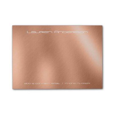 Copper Rose Gold Office Business Personalized Post-it Notes