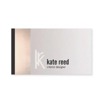 Copper Rose Gold Stripe Square Monogram