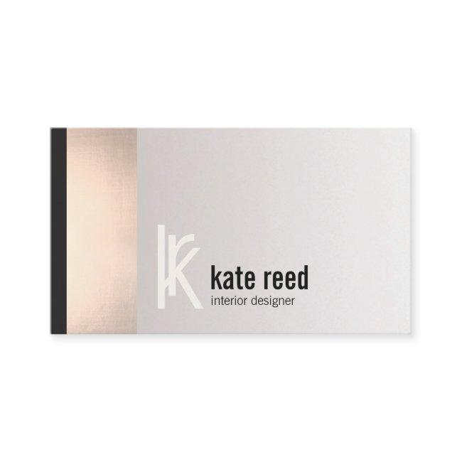 Copper Rose Gold Stripe Square Monogram