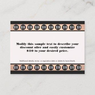 Copper Striped 20 Punch  Stamp Beauty Salon Loyalty Card