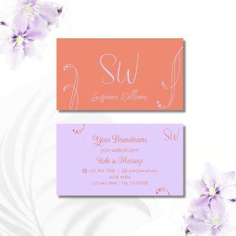 Coral and Lavender Chic Ornate with Monogram