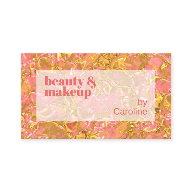 Coral Blush Pink Shiny Gold Marble Art Pattern