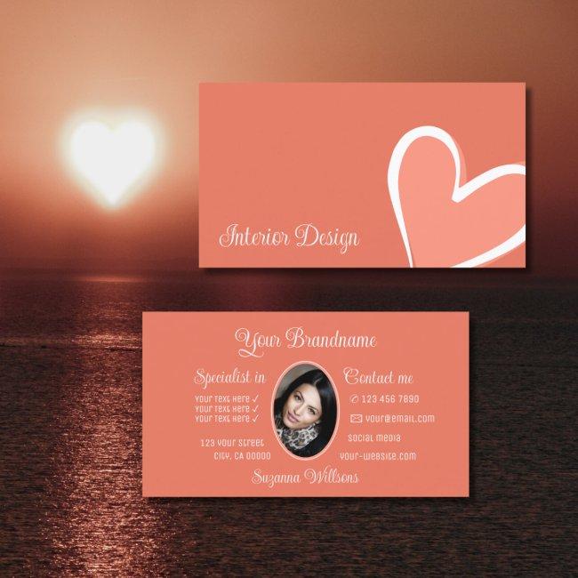 Coral Gorgeous Pink Heart Modern with Photo Cute