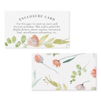 Coral Green Watercolor Flower Enclosure Card