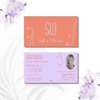 Coral Lavender Ornate with Monogram and Photo
