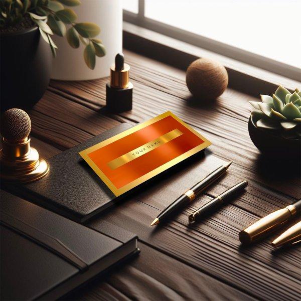 Coral Orange Gold Frame Metallic Minimal
