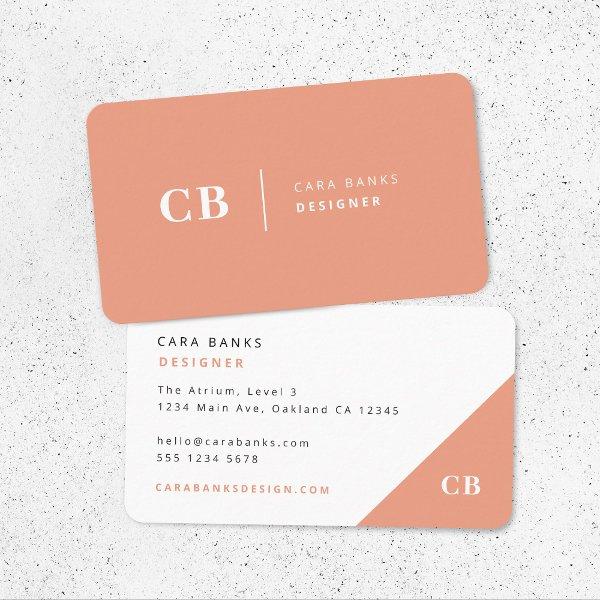 Coral Peach Pink Monogram Stylish Trendy Modern