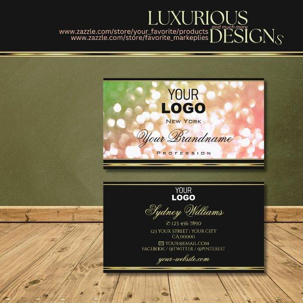 Coral Pink Green Ombre Glitter Logo Gold and Black
