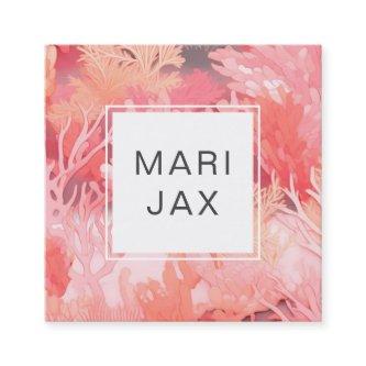 Coral reef and blush pink abstract square