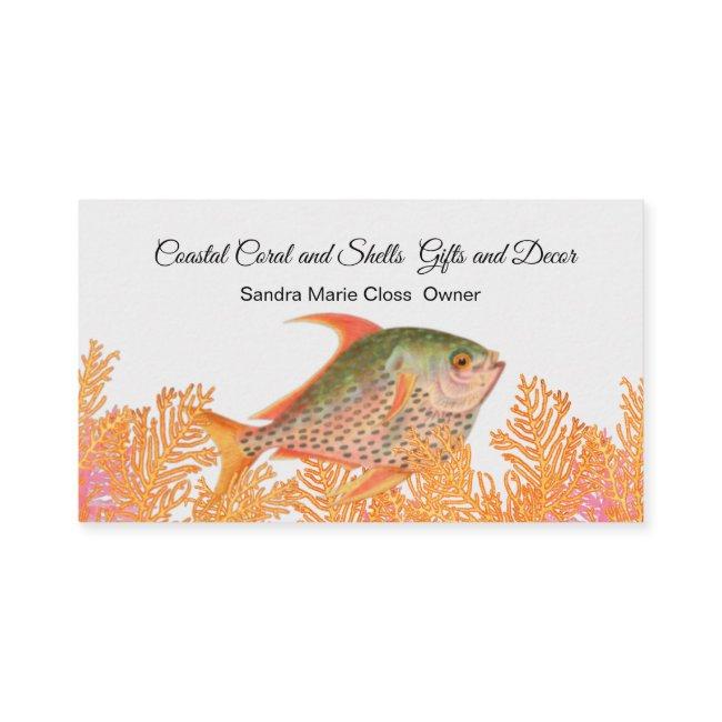 Coral Tropical Fish Black White Simple Coastal