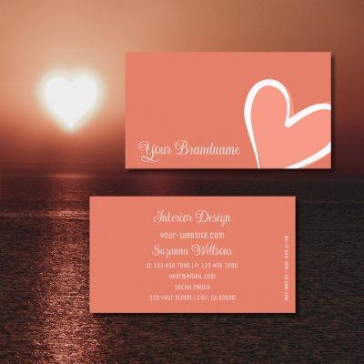Coral with Gorgeous Pink Heart Modern Cute Simply