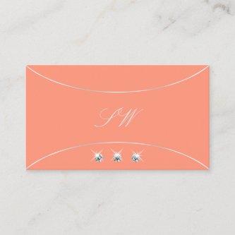 Coral with Pearl Silver Border Jewels and Monogram