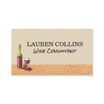 Cork Texture | Wine Glass and Bottle with Grapes