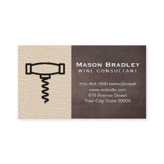 Corkscrew Icon | Brown Texture Leather Background