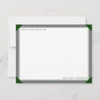 Corners Green & Gray Professional Men's Stationery Note Card