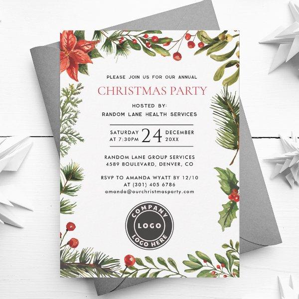 Corporate Christmas Holly Berries Party Invitation