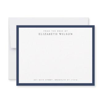 Corporate Classic Border Name Address Navy Blue  Note Card