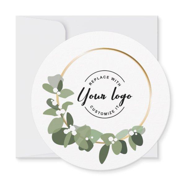 Corporate Custom Logo Green Wreath 2024 Christmas  Holiday Card