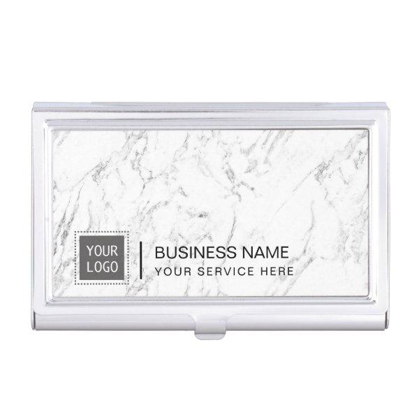 Corporate Custom Logo Modern White Marble Case For