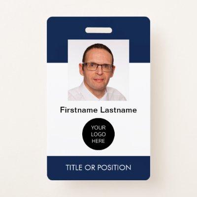 Corporate Dark Blue ID Photo Name Badge