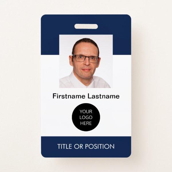 Corporate Dark Blue ID Photo Name Badge