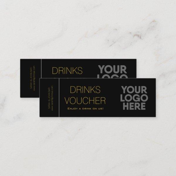 Corporate Drink Voucher Logo Black Gold Mini Card