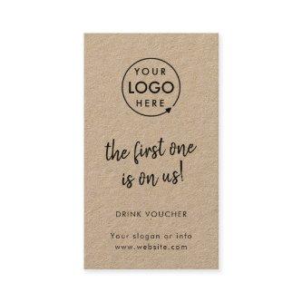 Corporate Drink Voucher | Rustic Kraft Logo Card