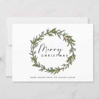CORPORATE ELEGANT HOLLY BERRY WREATH CHRISTMAS HOLIDAY CARD