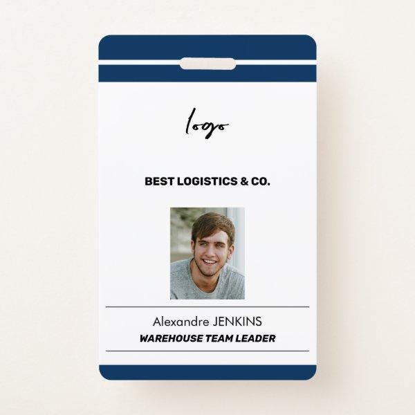 Corporate employee photo name bare code template badge