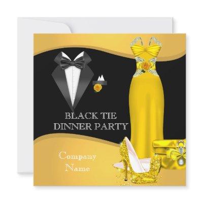 Corporate Formal Dinner Party Black Tie Yellow Invitation