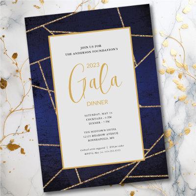 Corporate Gala Dinner Elegant Blue and Gold Invitation