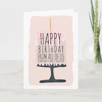 Corporate happy birthday cake illustration card