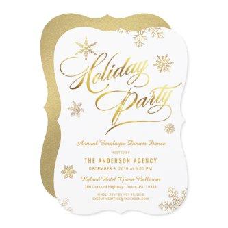 Corporate Holiday Party Elegant Gold Script Invitation