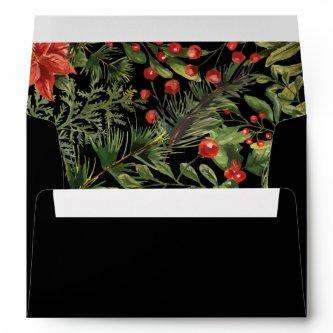 Corporate Logo Botanical Red Berries Christmas Envelope