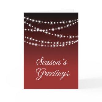 Corporate Red Holiday Card with Twinkle Lights