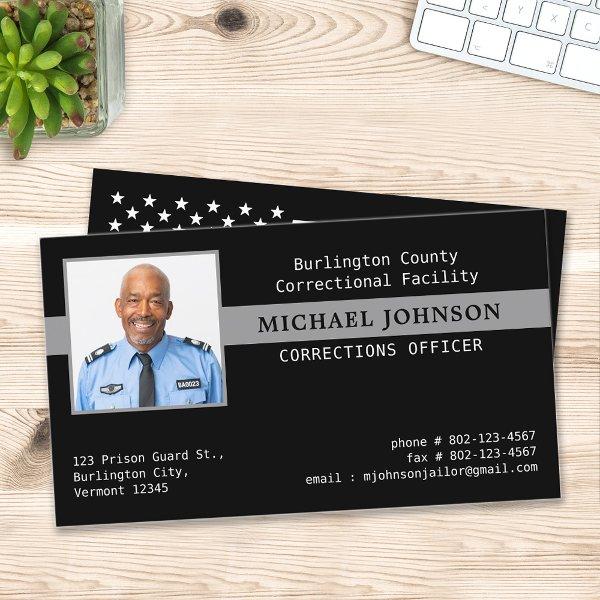 Correctional Officer Custom Photo Thin Gray Line