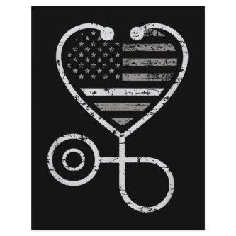 Corrections Nurse Thin Grey Line Heart US Flag Letterhead