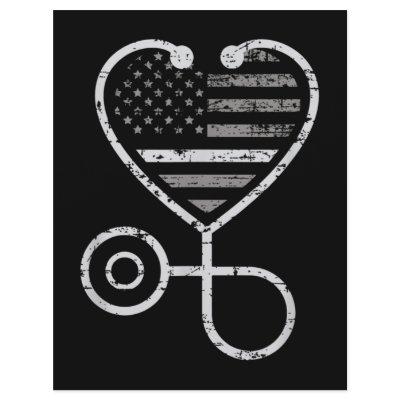 Corrections Nurse Thin Grey Line Heart US Flag Letterhead
