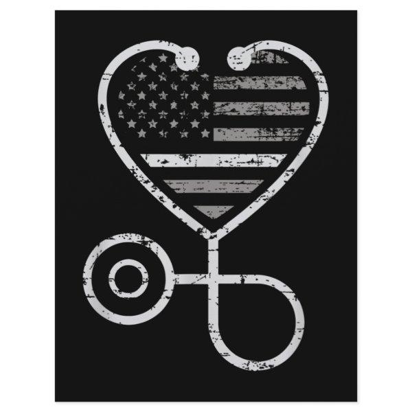 Corrections Nurse Thin Grey Line Heart US Flag Letterhead