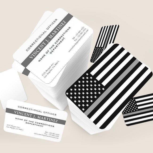 Corrections Officer Thin Silver Line Flag