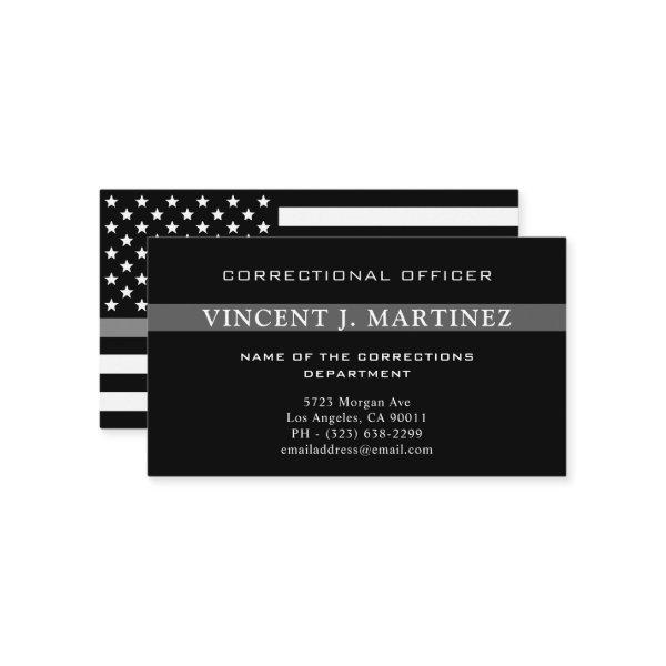 Corrections Officer Thin Silver Line Flag