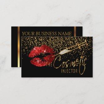 Cosmetic Injector with Gold Confetti & Red Lips